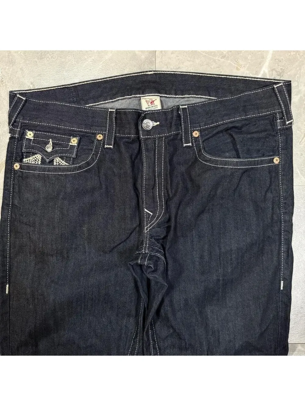 True Religion Made in USA Dark Wash Straight Jeans Size 40